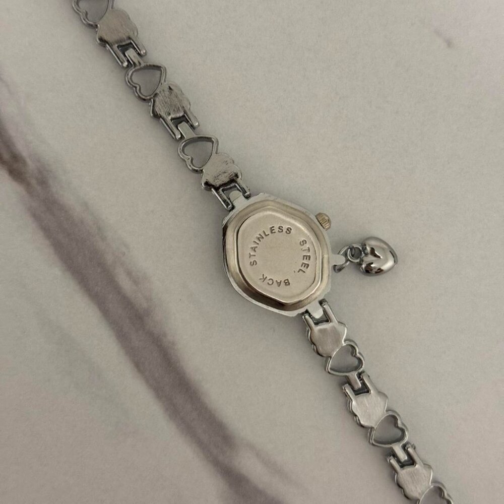 SKU:0073 cute silver white mini watch bracelet with heart + in a gift box - Picture 6 of 6